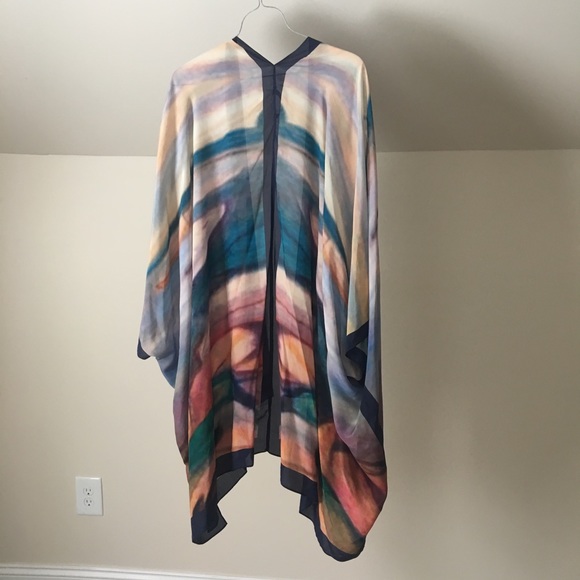 SOFT SURROUNDINGS Pisa 100% Silk Multicolor Kimono - Picture 8 of 8